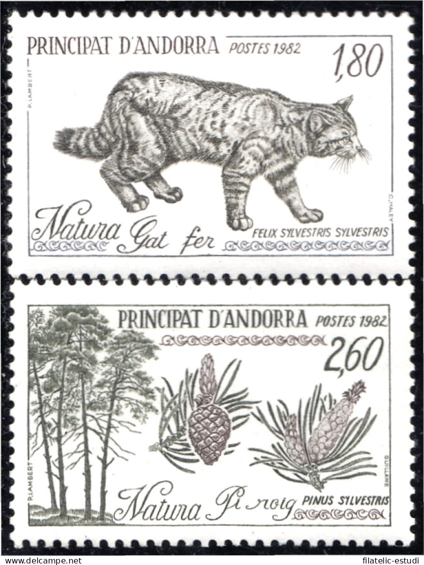 Andorra Francesa 306/07 1982  Fauna Gato Pino Silvestre MNH - Sonstige & Ohne Zuordnung