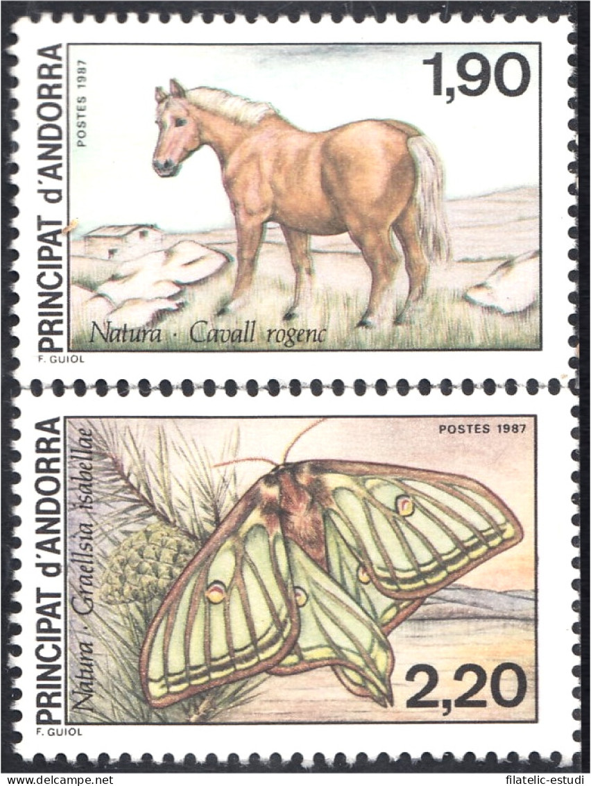 Andorra Francesa 361/62 1987 Fauna Caballo Mariposa MNH - Sonstige & Ohne Zuordnung