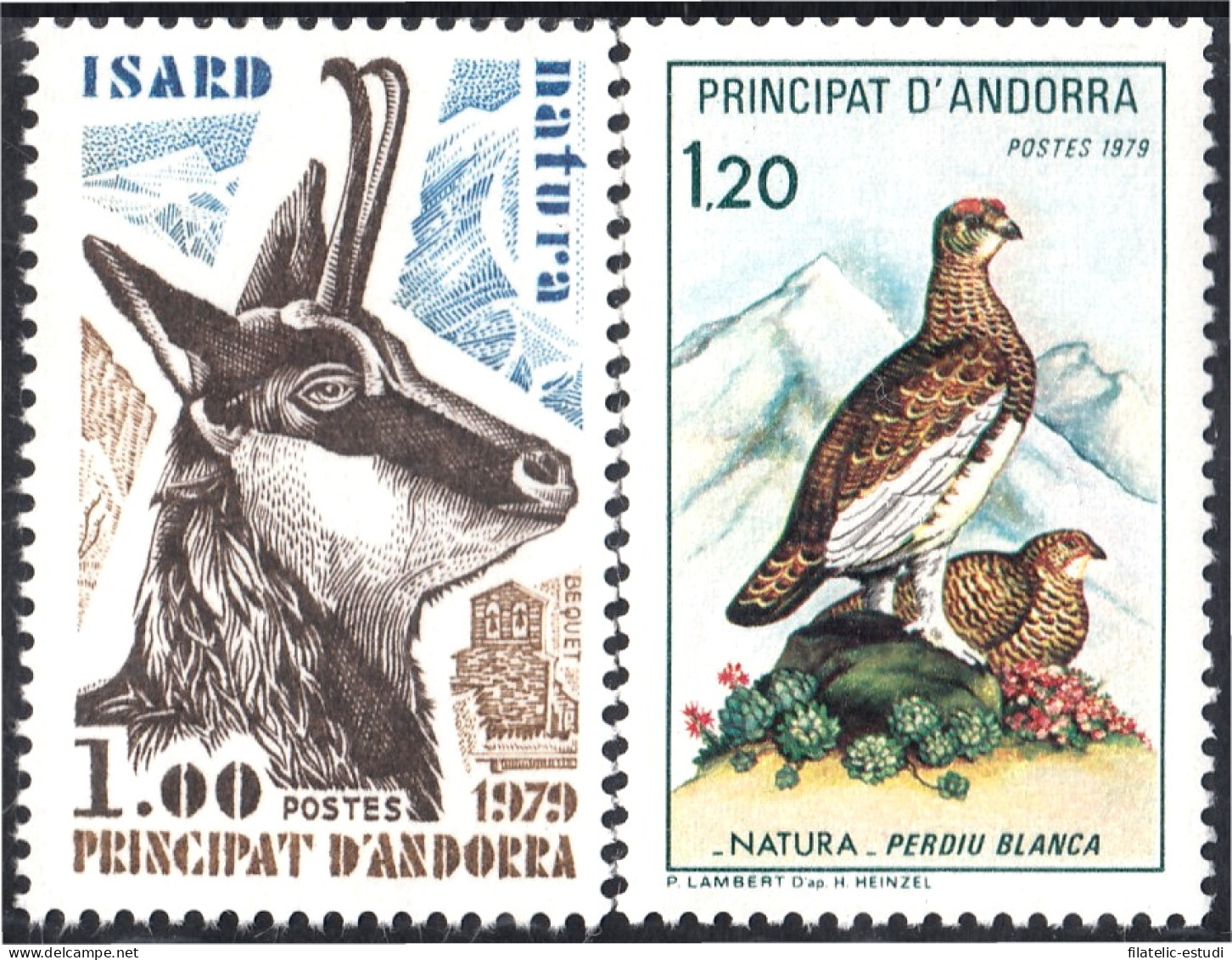 Andorra Francesa 274/75 1979 Fauna Venado Perdiz Blanca MNH - Andere & Zonder Classificatie