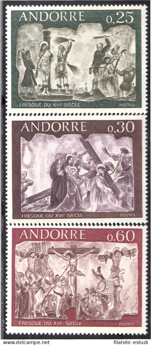 Andorra Francesa 191/93 1968 Pintura Mural Del Siglo XVI MNH - Otros & Sin Clasificación