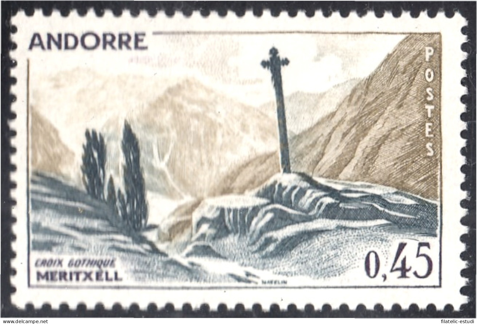 Andorra Francesa 204 1970 Cruz Gótica MNH - Otros & Sin Clasificación