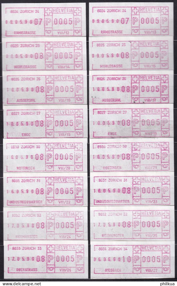 Postkreis VIII / Sammlung FraMA - Alle Verschieden - Zürich, Winterthur, Glattzentrum, Rüti, Effretikon, Kreuzlingen - Frankiermaschinen (FraMA)