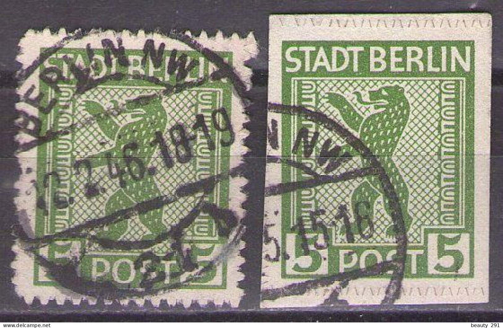 SBZ Berlin & Brandenburg 1945 Mi 1B - 5pf - BEAR - USED - Berlin & Brandebourg