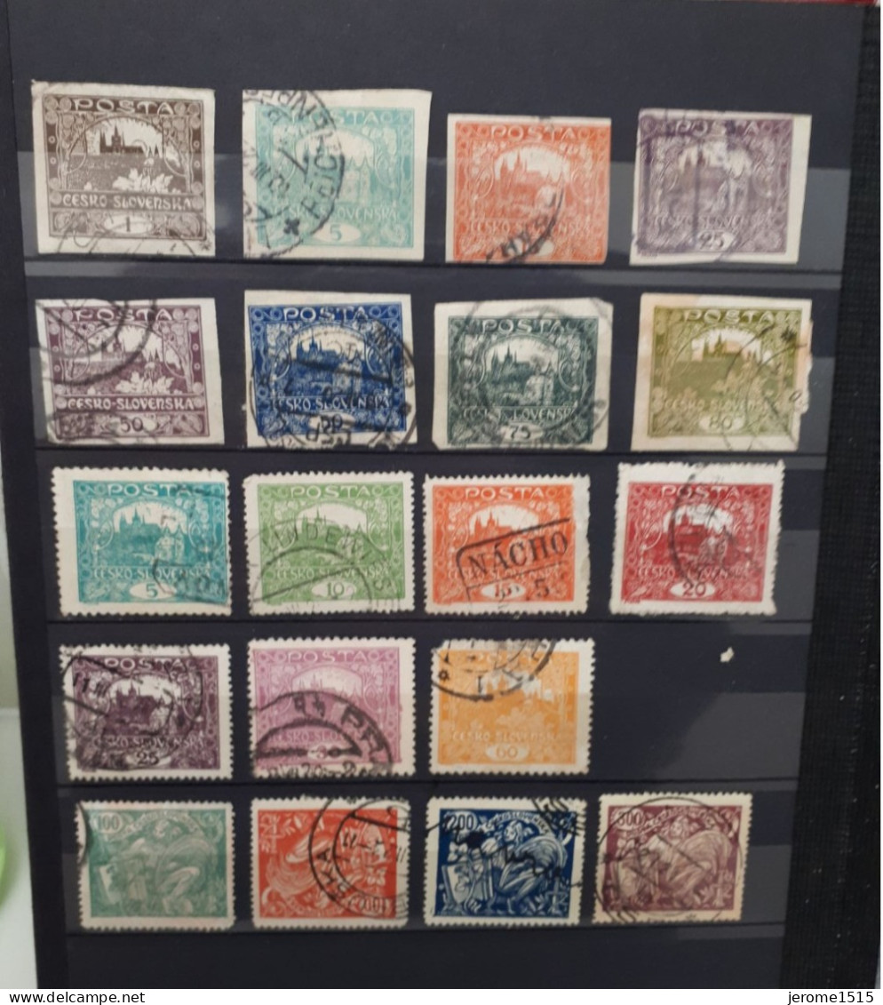 Timbres Tchécoslovaquie :  1919 - 1920 Yt N° 1, 4, 7, 11, 15, 16, 18, 19, 29...  & - Oblitérés