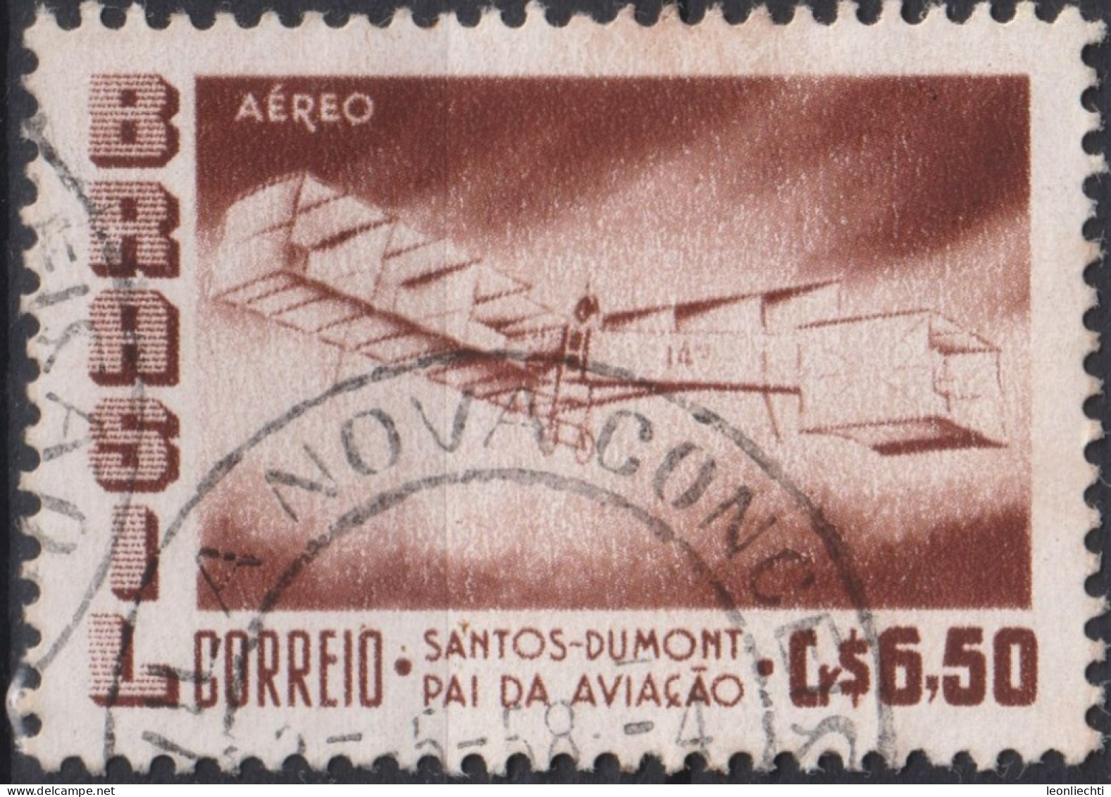 1956 Brasilien AEREO ° Mi:BR 905, Sn:BR C85, Yt:BR PA72, Santos-Dumont's 1906 Biplane "14 Bis" - Usados