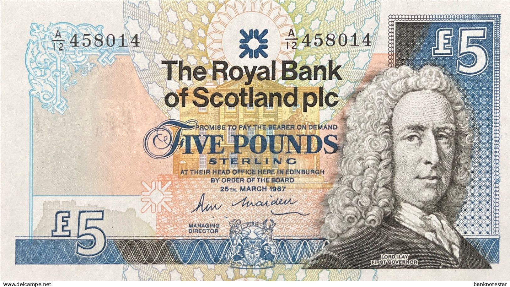 Scotland 5 Pounds, P-347 (25.3.1987) - UNC - 5 Pounds