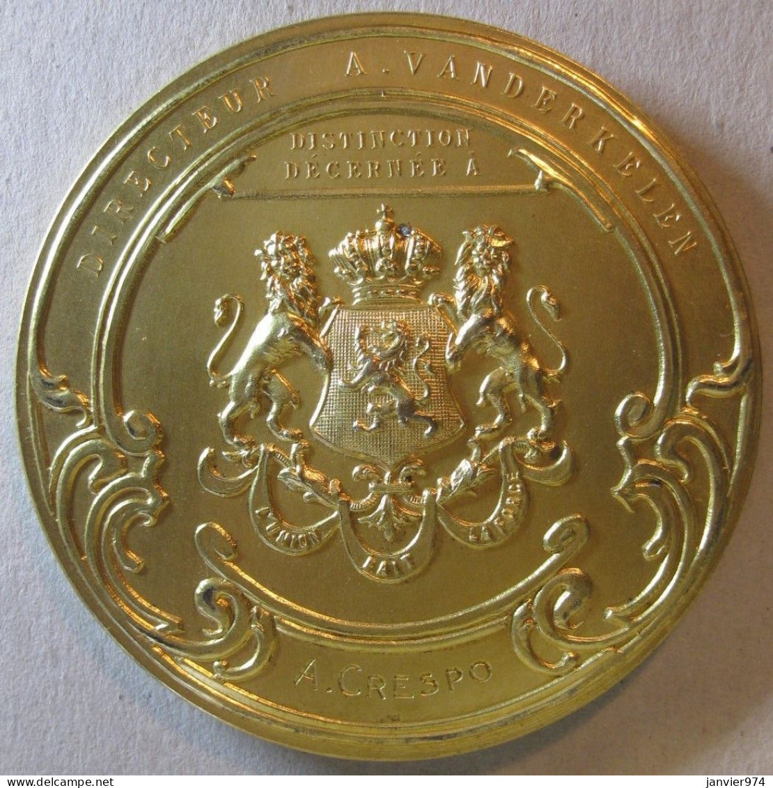 Médaille En Bronze Dorée. Institut Supérieur De Peinture De Bruxelles, Attribuée à A. Crespo, Par A. De Tombay - Firma's