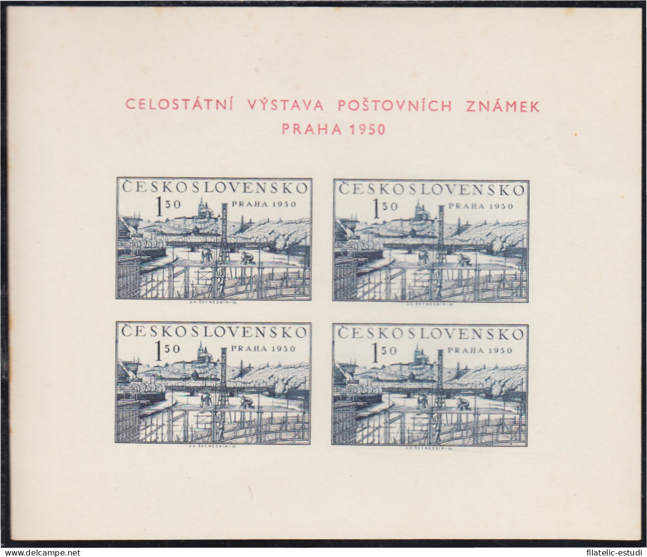 Checoslovaquía HB 15 1950 Exposición Nacional De Sellos Postales MNH - Sonstige & Ohne Zuordnung