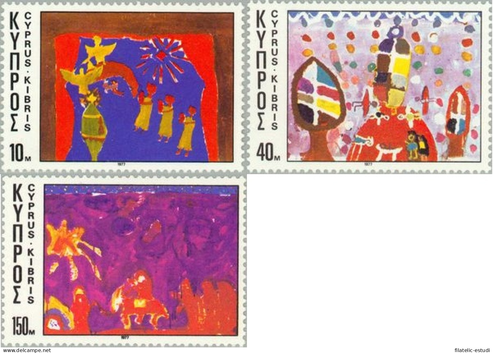 Chipre - 474/76 - 1977 Navidad-dibujos De Niños-Lujo - Sonstige & Ohne Zuordnung