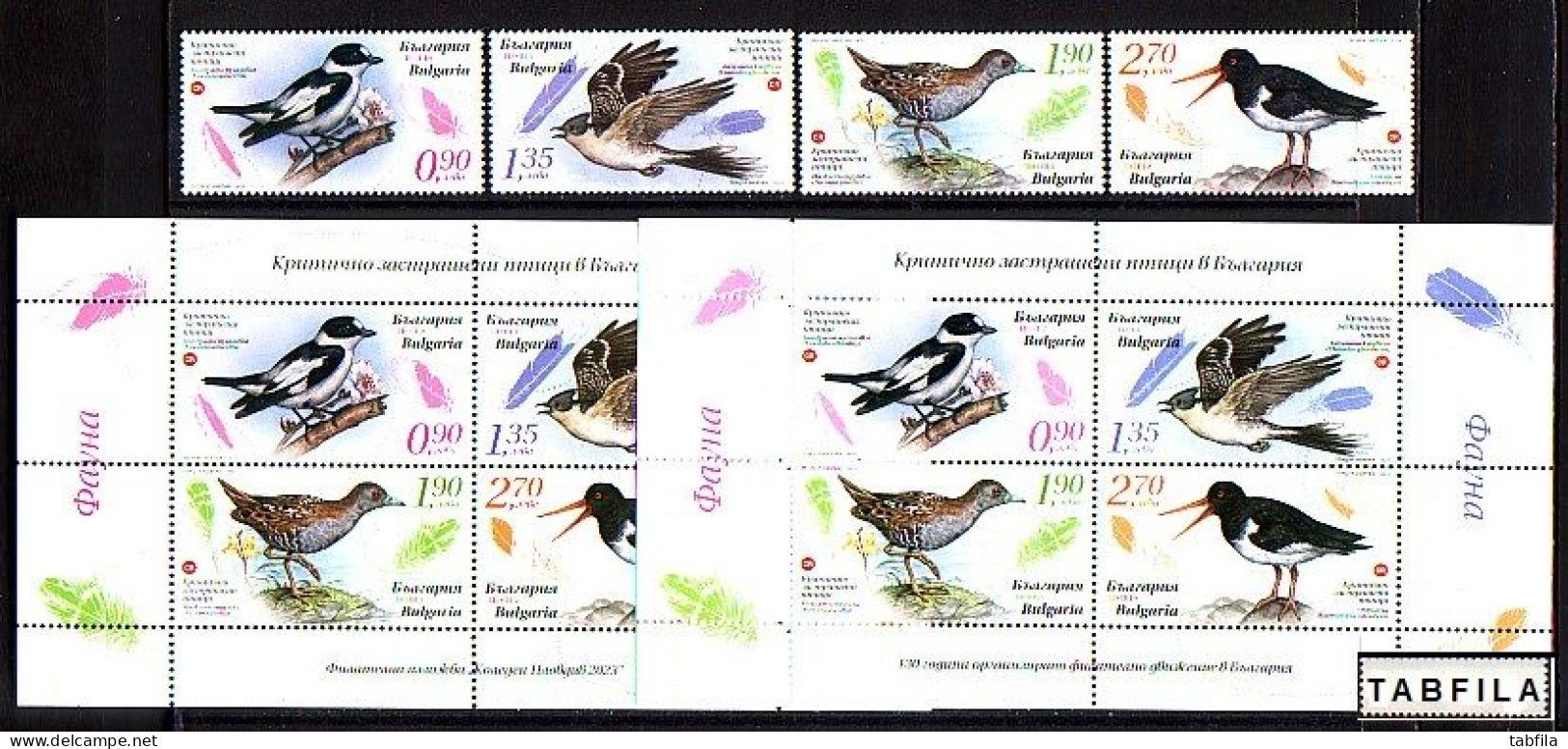 BULGARIA - 2023 - Fauna Endangered Birds In Bulgaria - 4v.+ 2 S/S-MNH ( Normal Paper & UV ) MNH - Neufs