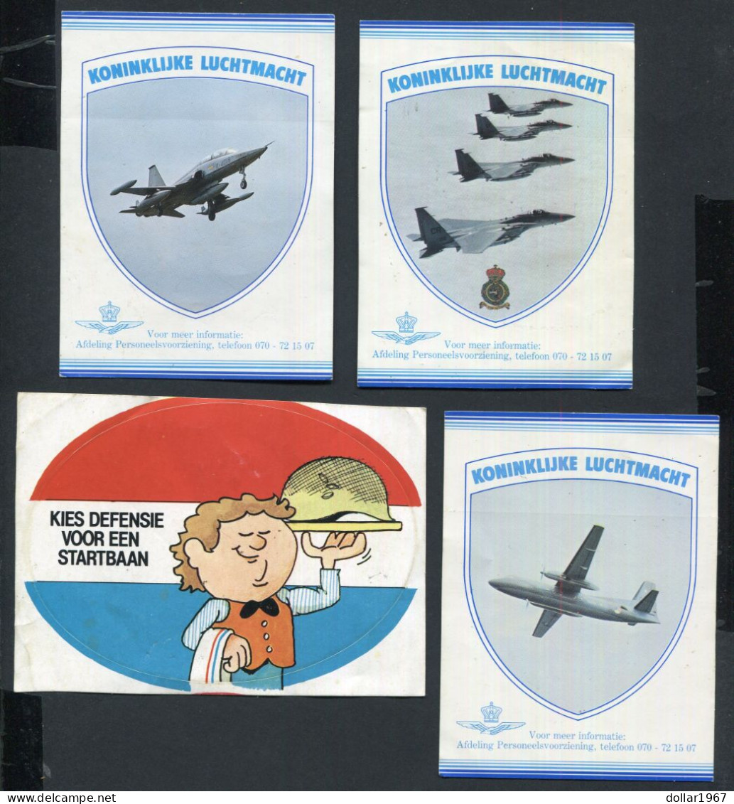 4 X Stickers - Koninklijke Luchtmacht , Kies Defensie Voor Een Startbaan  (2)  - Not Used  - 2 Scans For Originalscan !! - Aviación