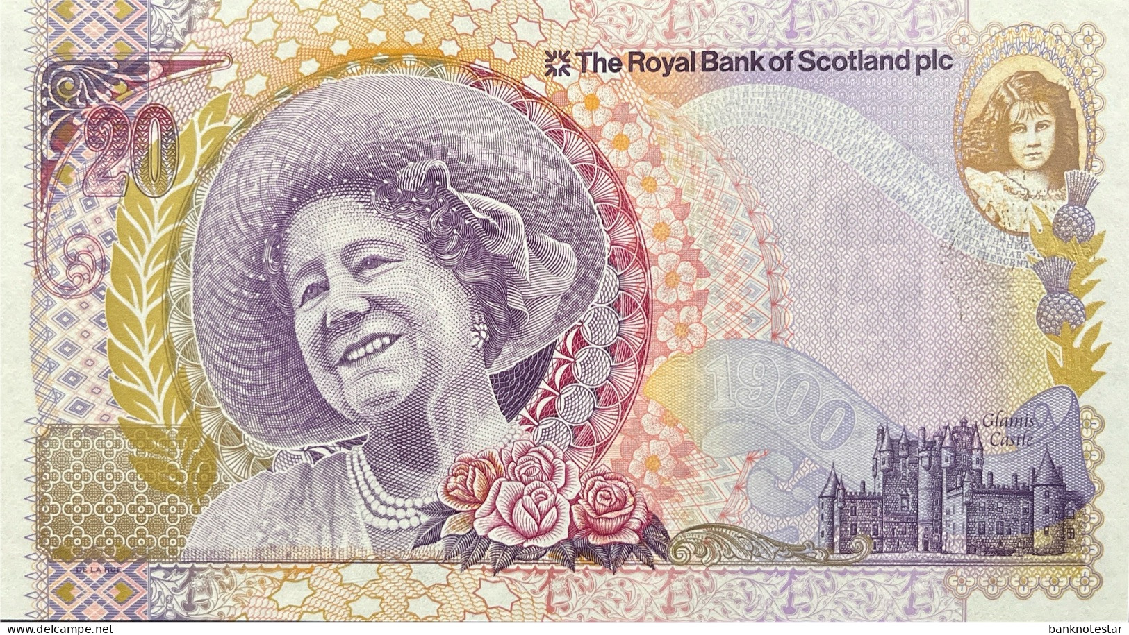 Scotland 20 Pounds, P-361 (4.8.2000) - UNC - Queen Mother 100th Birthday Issue - 20 Pounds