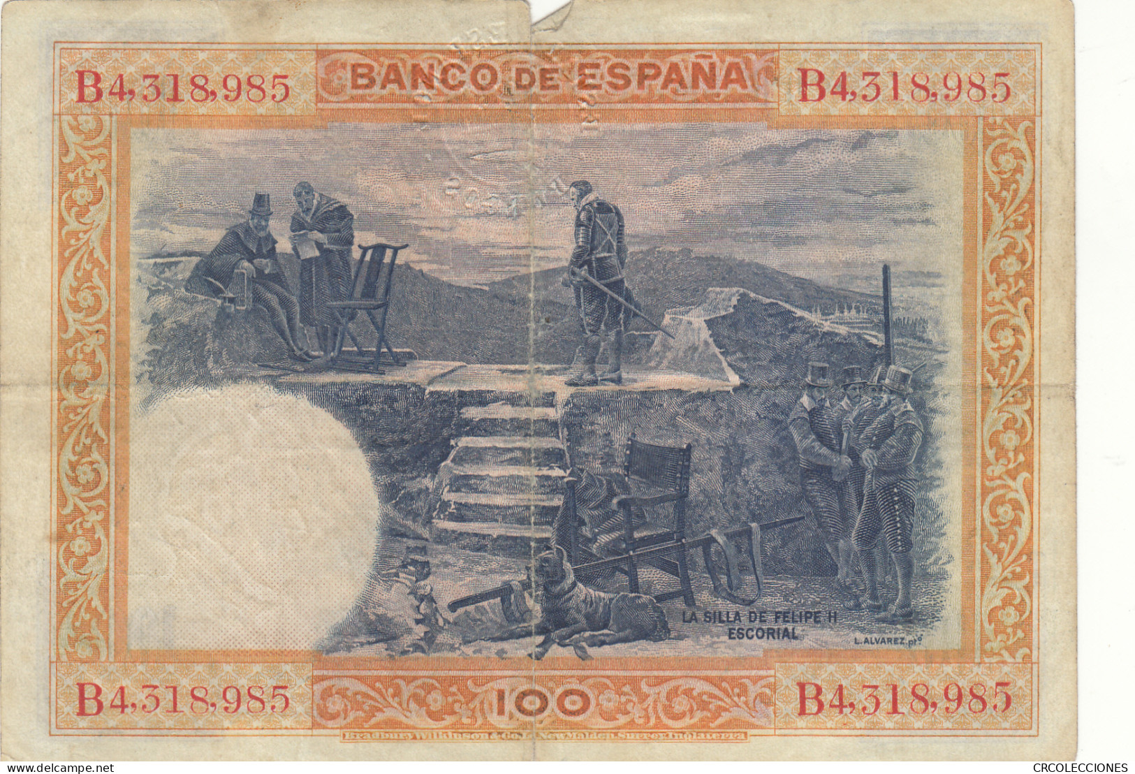 CRBS1064 BILLETE ESPAÑA 100 PESETAS 1925 CON RESELLO USADO - Andere & Zonder Classificatie