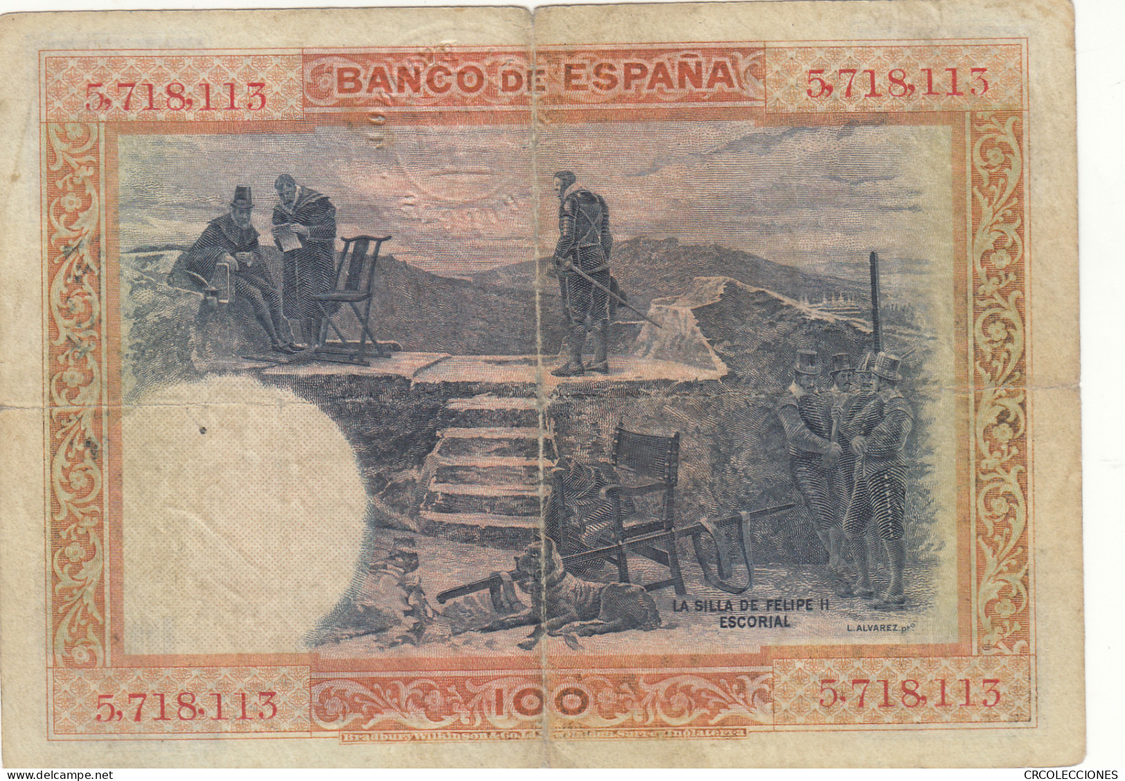 CRBS1060 BILLETE ESPAÑA 100 PESETAS 1925 CON RESELLO USADO - Otros & Sin Clasificación