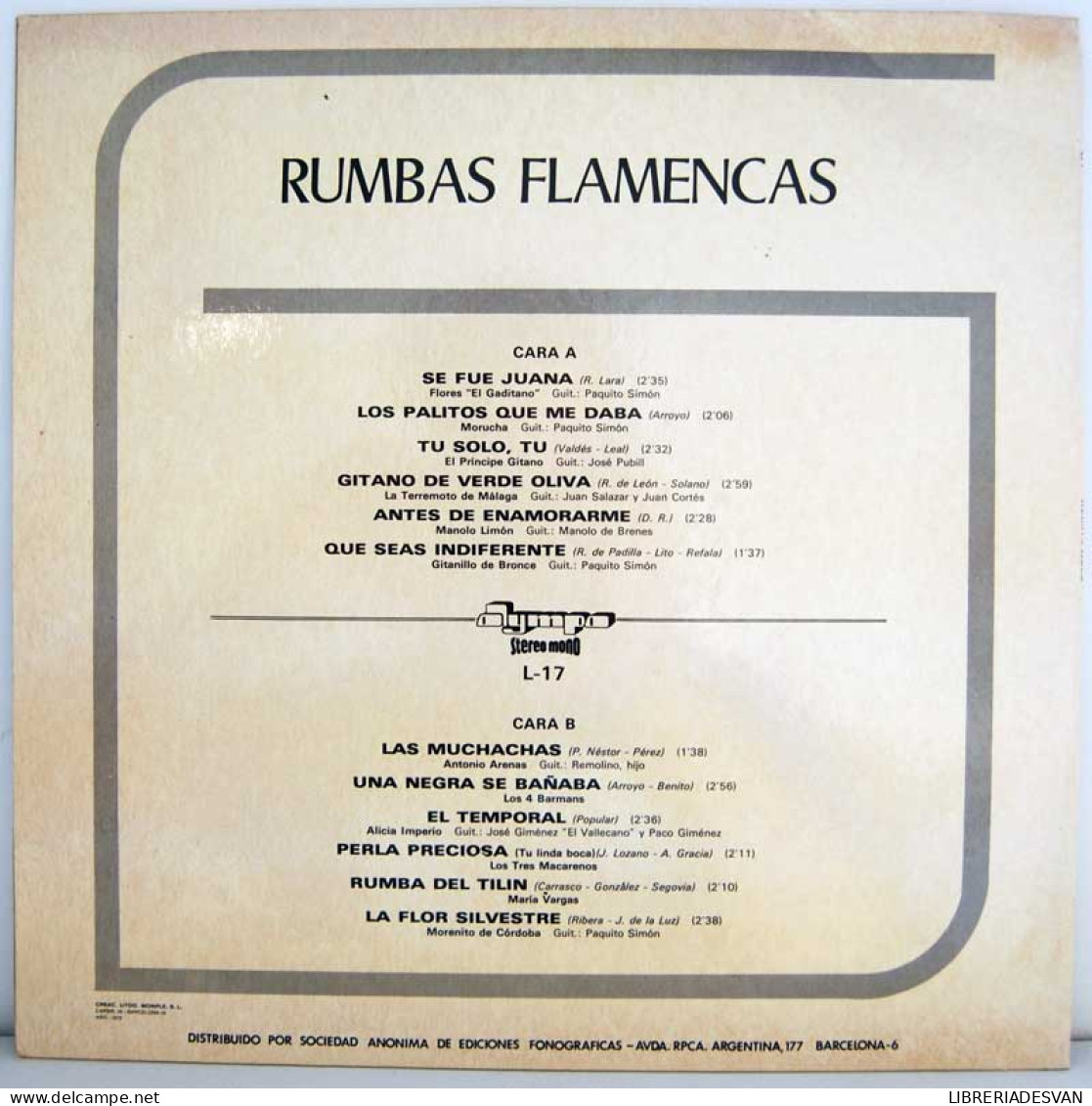 Rumbas Flamencas. Moncha, El Príncipe Gitano, Gitanillo De Bronce, María Vargas, Etc - Otros & Sin Clasificación