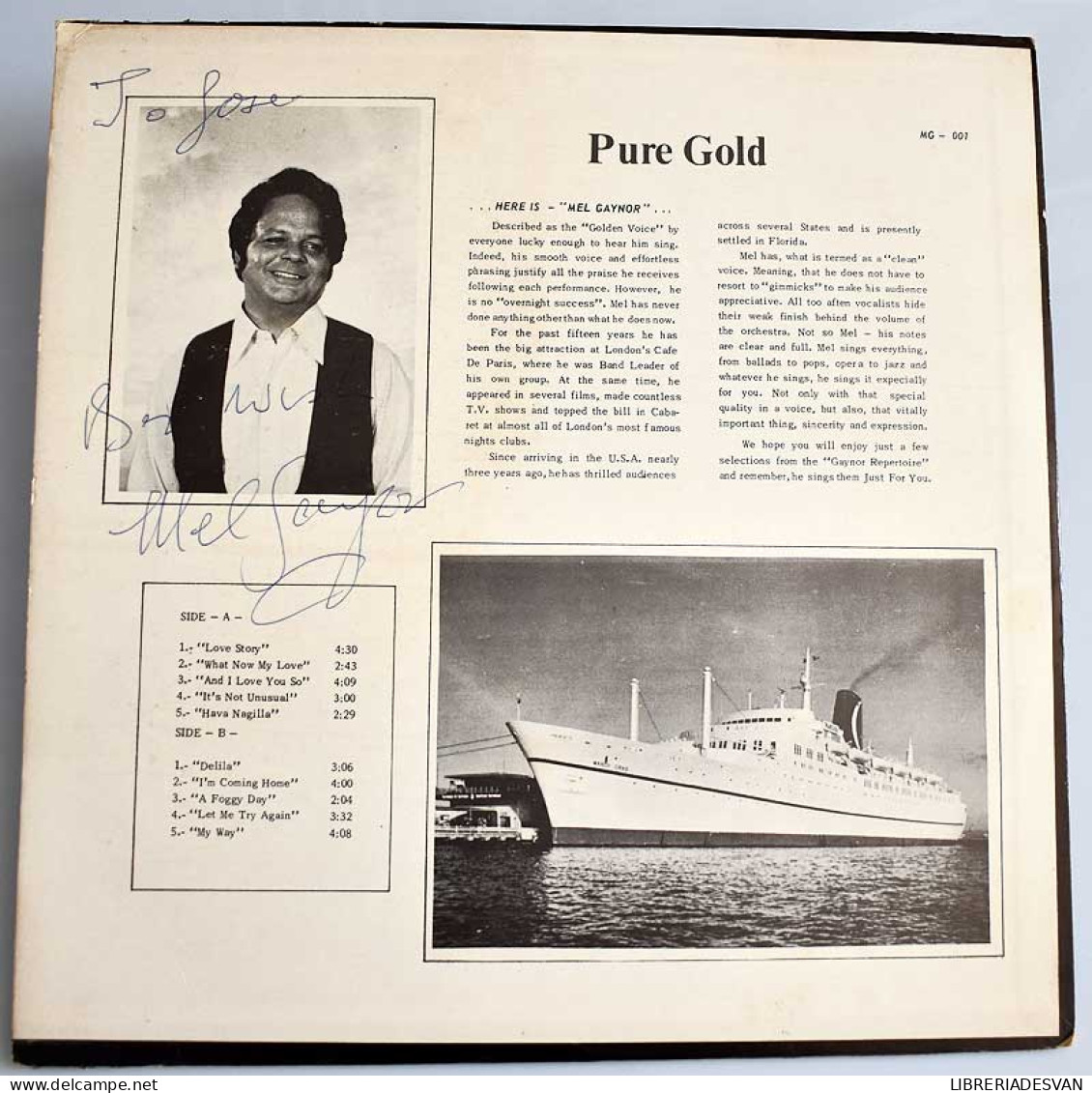 Mel Gaynor - Pure Gold. LP Autografiado - Sonstige & Ohne Zuordnung