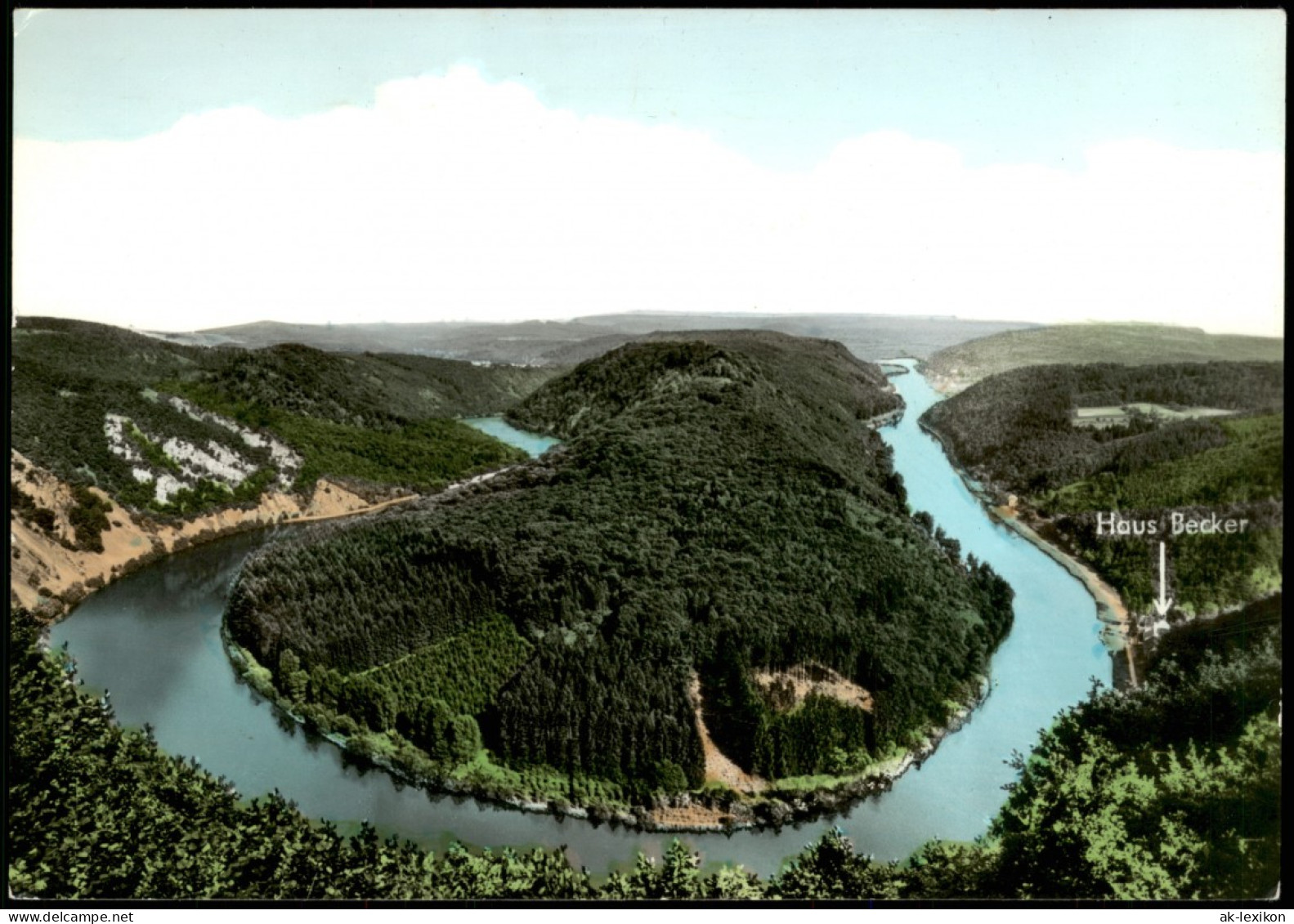 Ansichtskarte Mettlach Haus Becker Steinbach Blick Auf Die Saarschleife 1960 - Kreis Merzig-Wadern