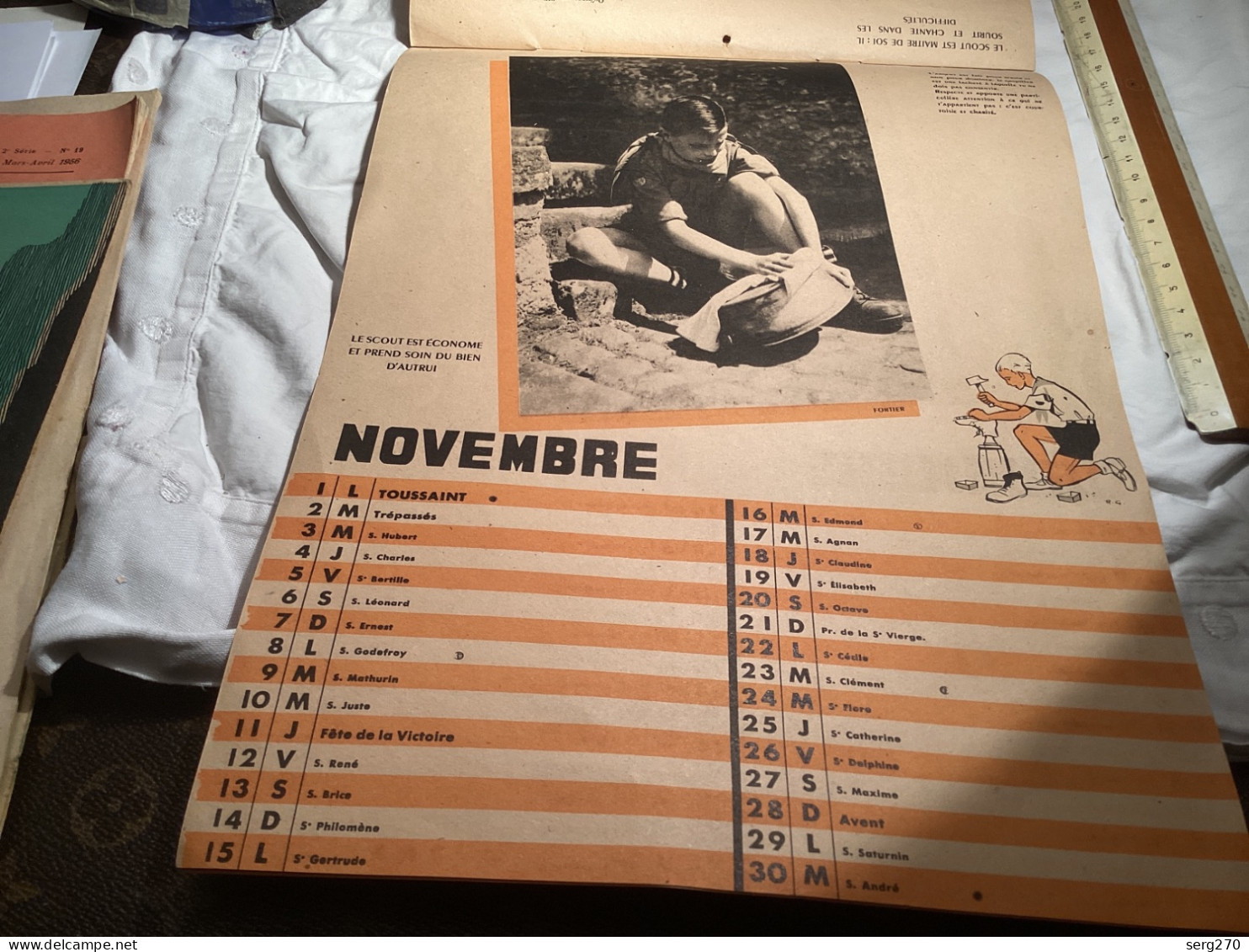 calendrier des scouts de France 1948 le scout, met son honneur photo d’enfants scouts de France rare