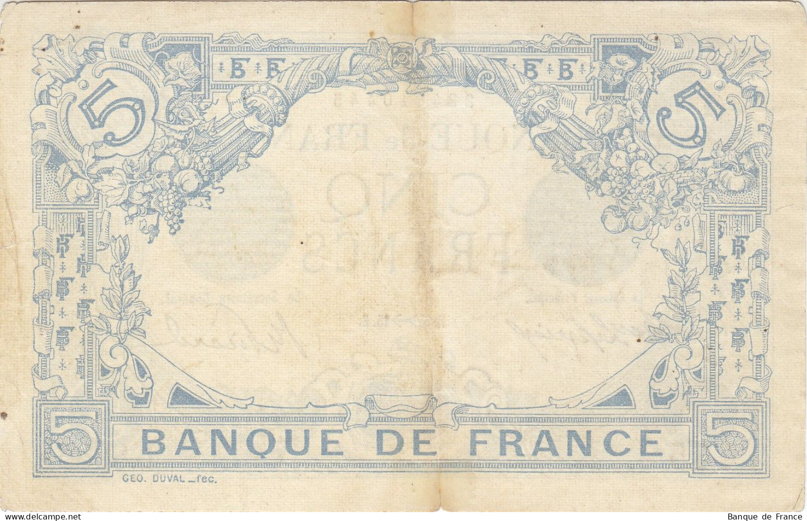 Billet 5 F Bleu Du 25-11-1915 FAY VF 02.33 Alph. L.8985 - 1 épinglage - 5 F 1912-1917 ''Bleu''