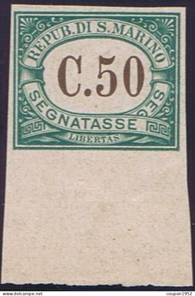 S. Marino 1897 (sm14) Segnatasse 50c. Sass. P4, Cat. 280,00. Prova Di Macchina Su Carta Grigiastra Senza Filigrana, Bord - Nuovi