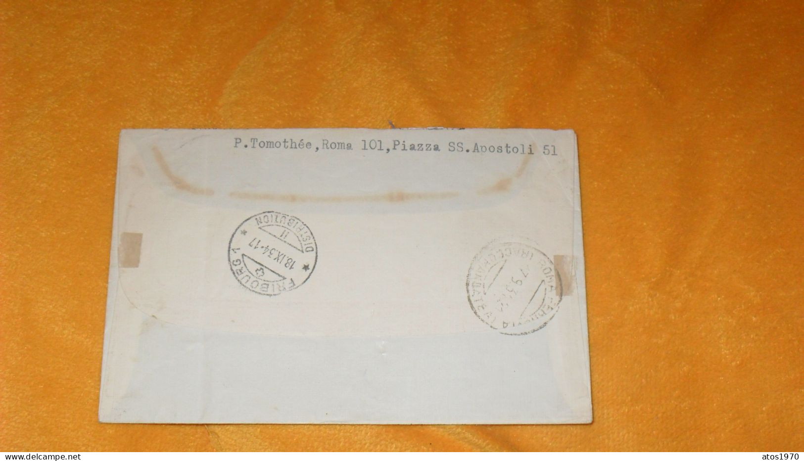 ENVELOPPE ANCIENNE DE 1934../ RECOMMANDE R 459 CITTA DEL VATICANO CACHETS POUR FRIBOURG SUISSE + TIMBRES X7 - Storia Postale