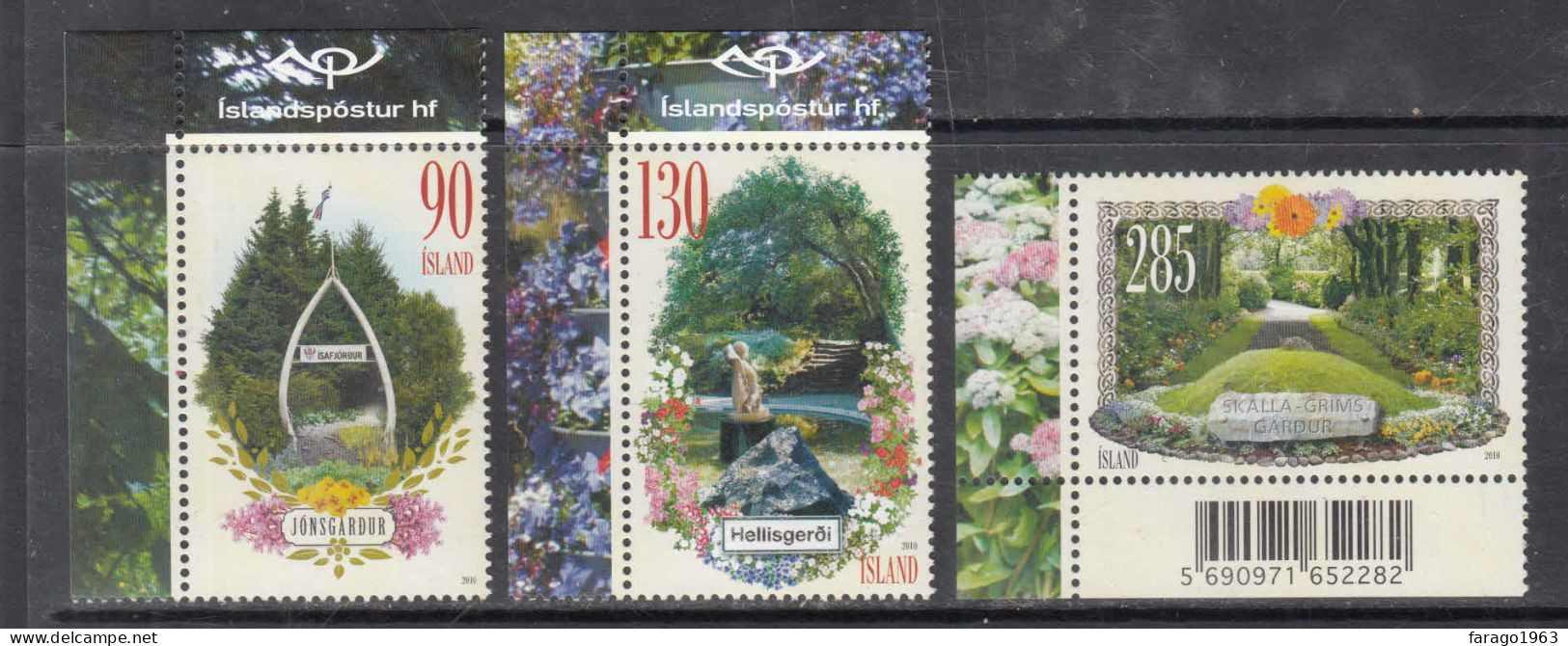 2010 Iceland Garden Parks Flowers Complete Set Of 3 MNH @BELOW Face Value - Ongebruikt