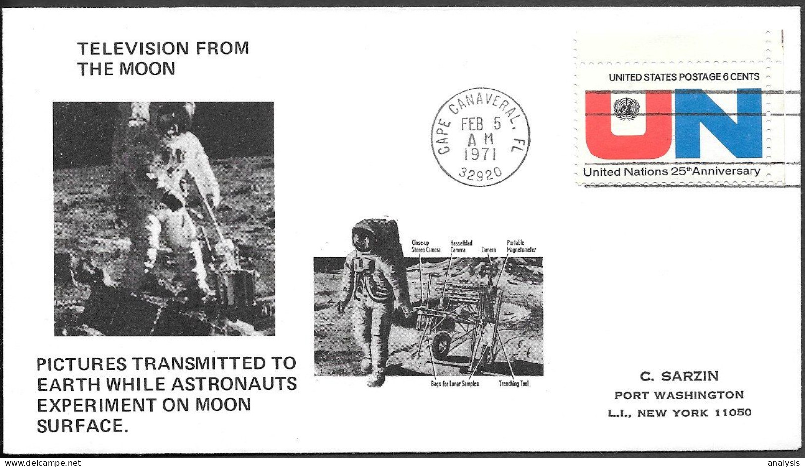 US Space Cover 1971. "Apollo 14" Experiments On Moon TV Transmission - Oceanía