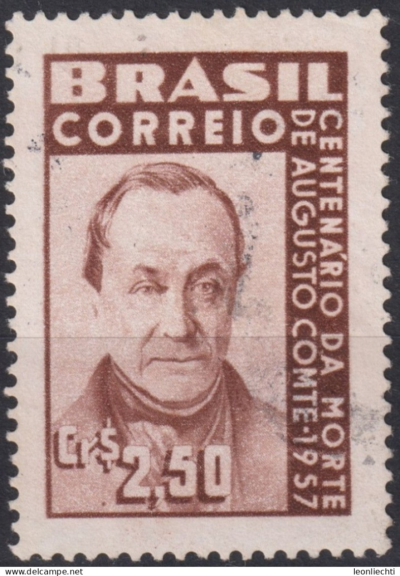 1957 Brasilien ° Mi:BR 919, Sn:BR 854, Yt:BR 639, Centenary Of Philosopher Agusto Comte's Death, Creator Of Po - Usados