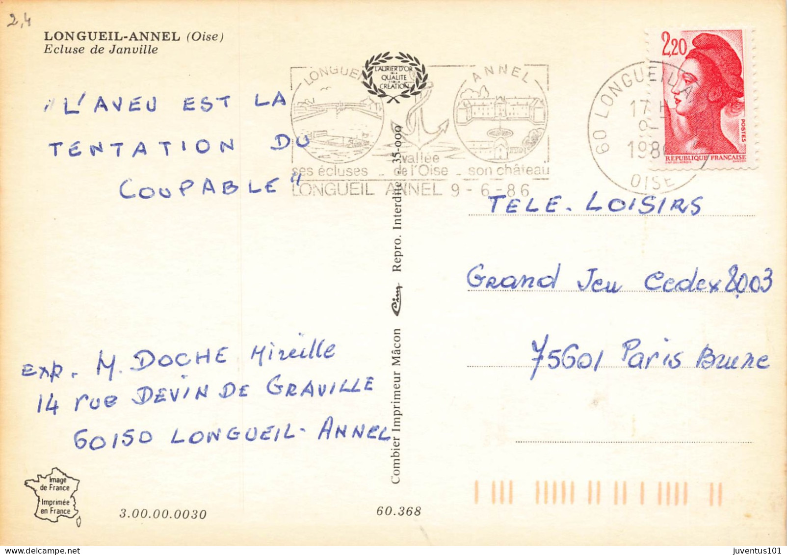 CPSM Longueil Annel-Ecluse De Janville-Timbre    L2694 - Longueil Annel