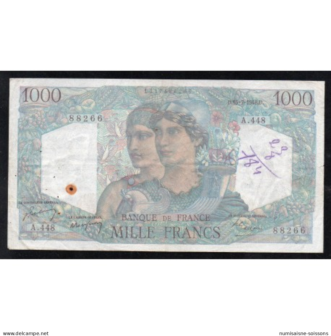 FAY 41/22 - 1000 FRANCS MINERVE ET HERCULE - 15/07/1948 - A.448 - PICK 130 - TB - 1 000 F 1945-1950 ''Minerve Et Hercule''