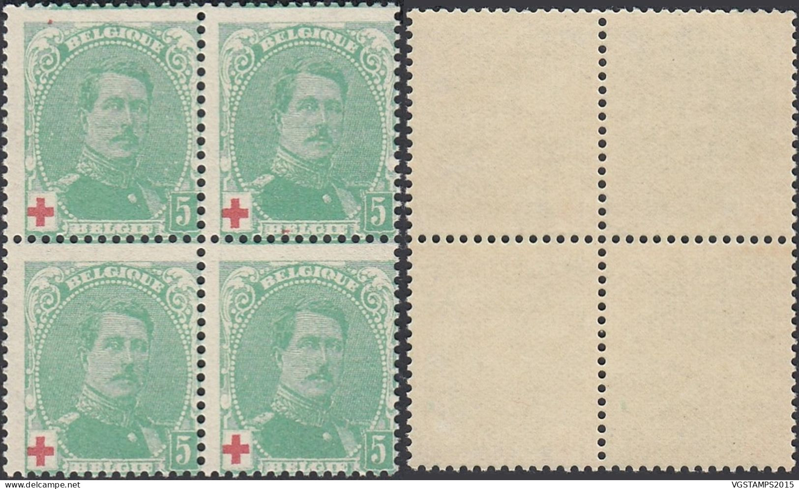 Belgique 1914 - Timbres Neufs. COB Nr.: 129 A Dont Variétés Point Rouge En Marge (Case 110)... (EB) AR-02039 - 1914-1915 Croix-Rouge