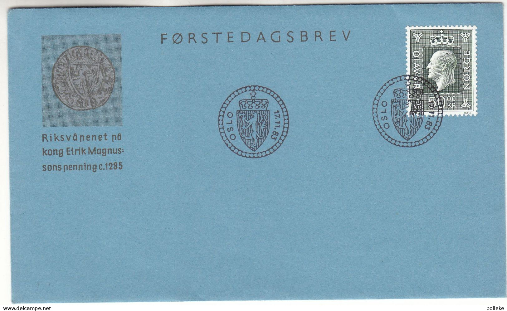 Norvège - Lettre FDC De 1983 - Oblit Oslo -  Valeur 10 Euros - - Cartas & Documentos