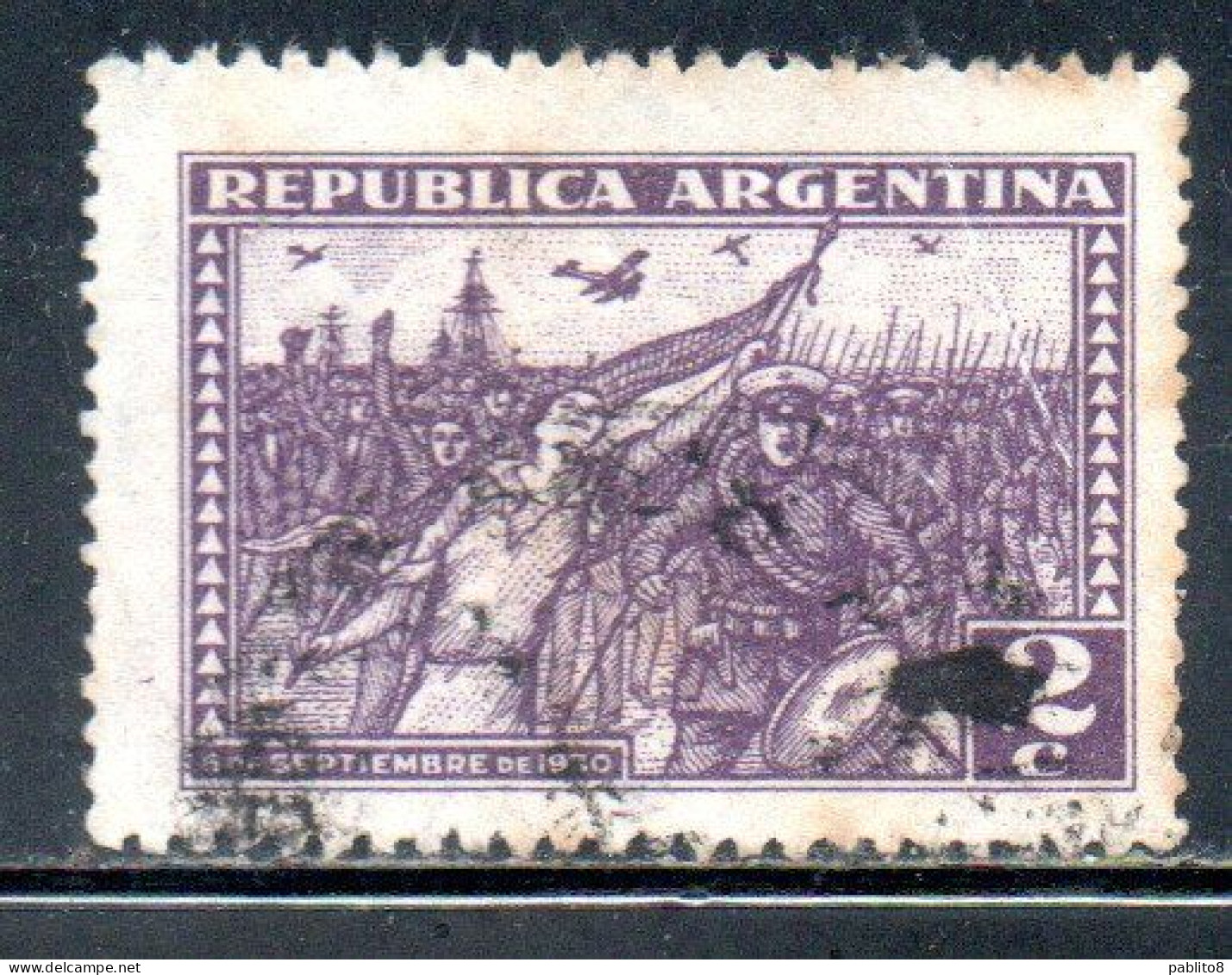 ARGENTINA 1930 REVOLUTION OF SEPTIEMBRE CENT. 2c USATO USED OBLITERE' - Used Stamps