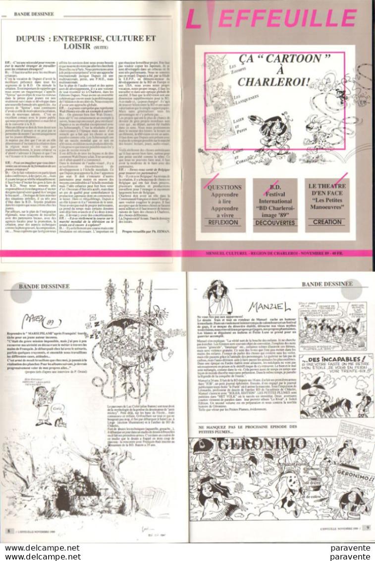 Magazine L'EFFEUILLE Region De Charleroi En 1989 Avec BATEM Marsupilami & MANUEL - Other & Unclassified