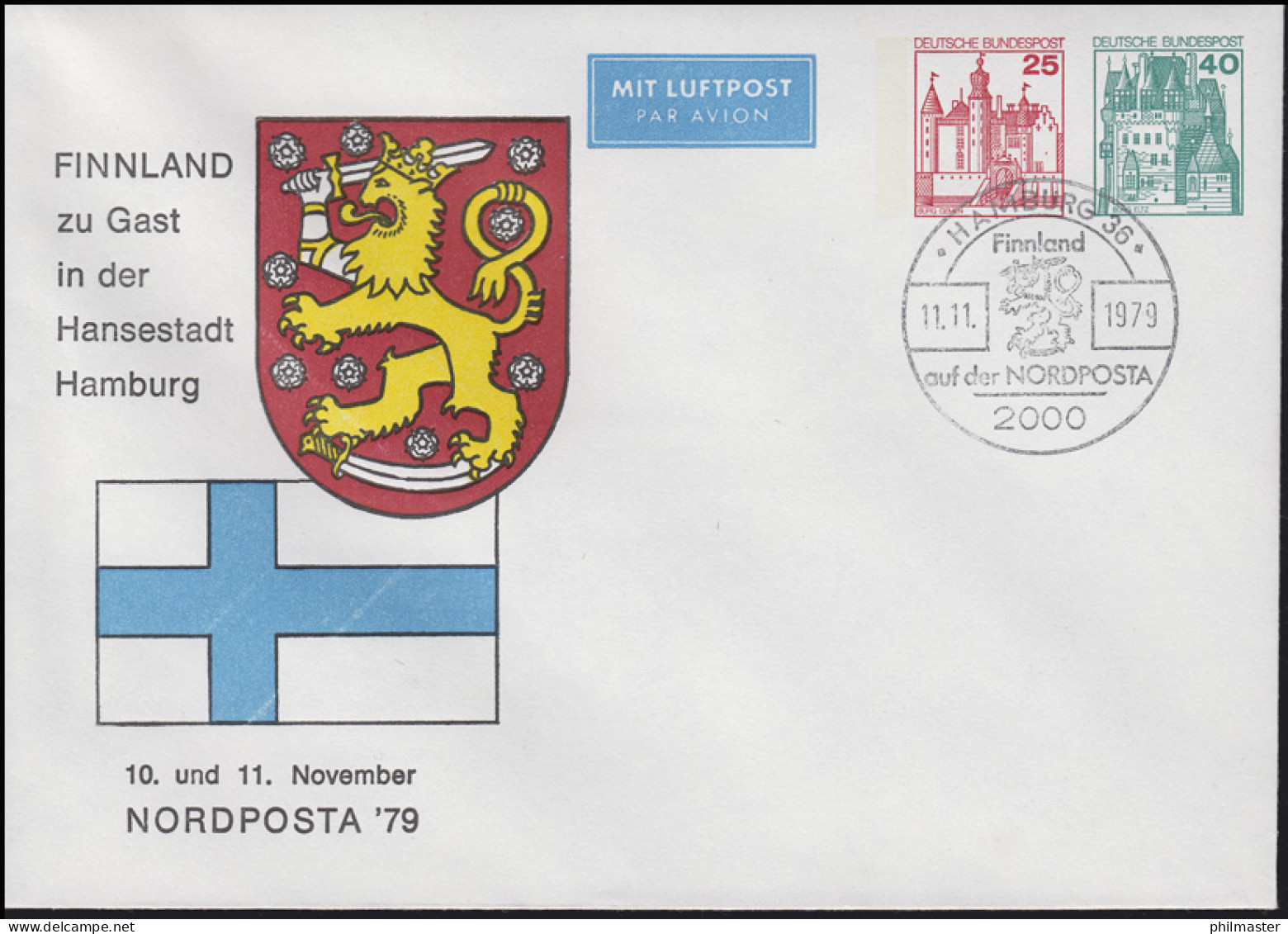 PU 180/2 Finnland Zu Gast In Hansestadt Hamburg SSt HAMBURG NORDPOSTA 11.11.1979 - Sobres Privados - Nuevos