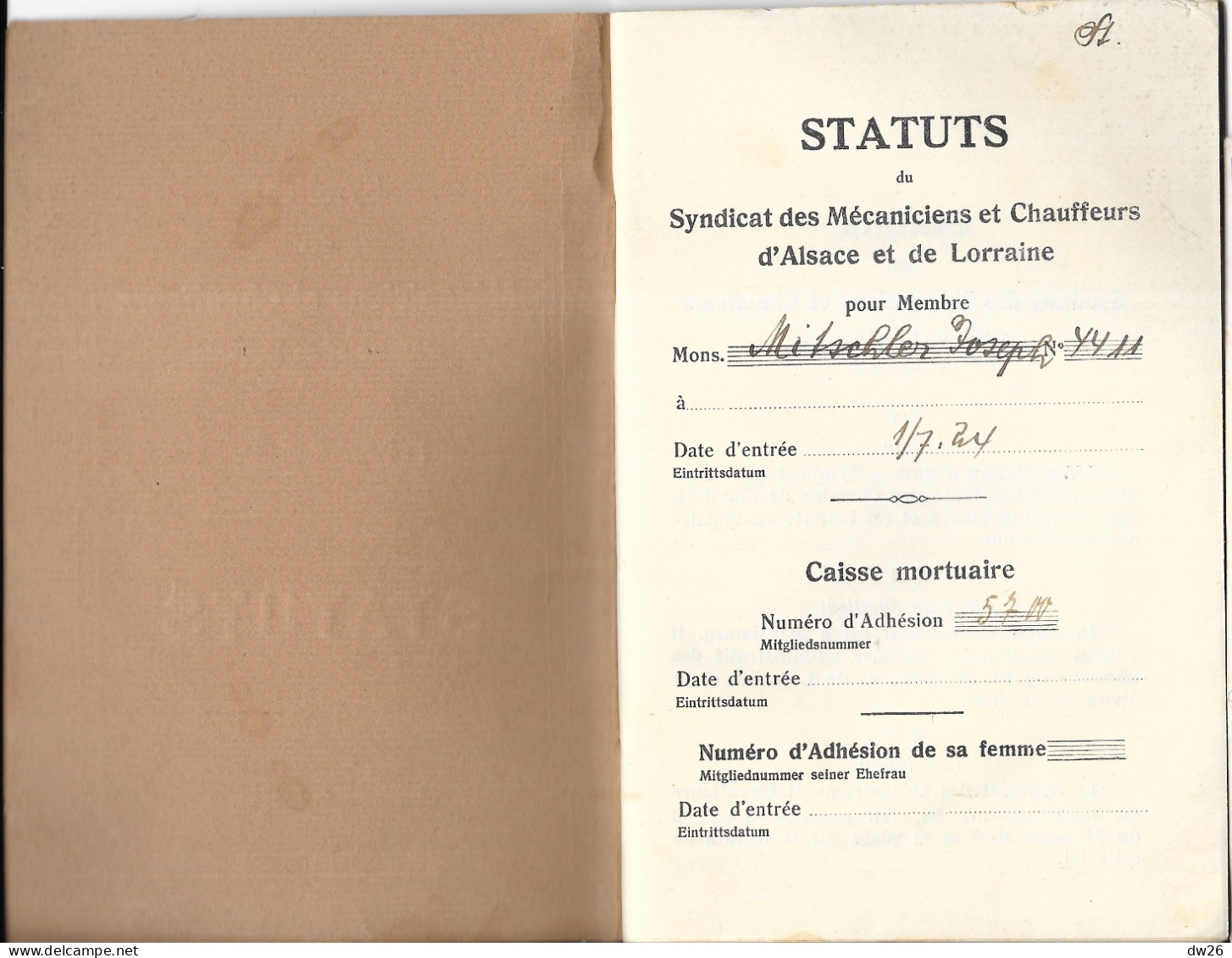 Chemins De Fer - Livret: Statuts 1932 Du Syndicat Des Mécaniciens Et Chauffeurs D'Alsace Et De Lorraine - Railway