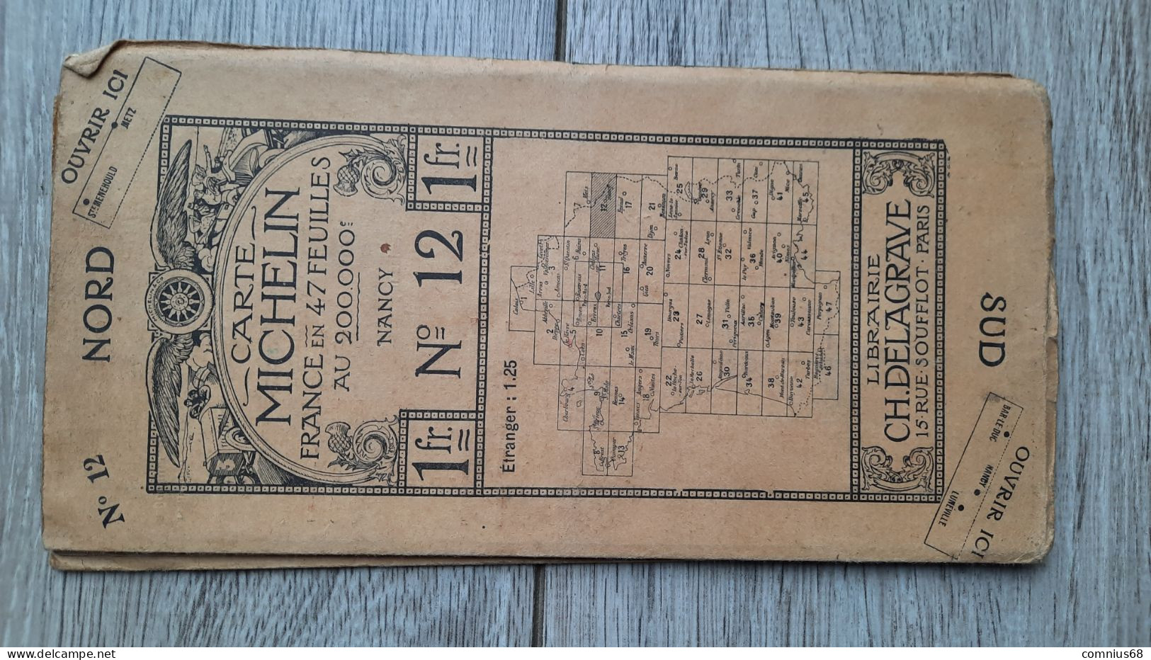 Carte Routière - Michelin - N°12 - Nancy - Antérieure à 1914 - Roadmaps