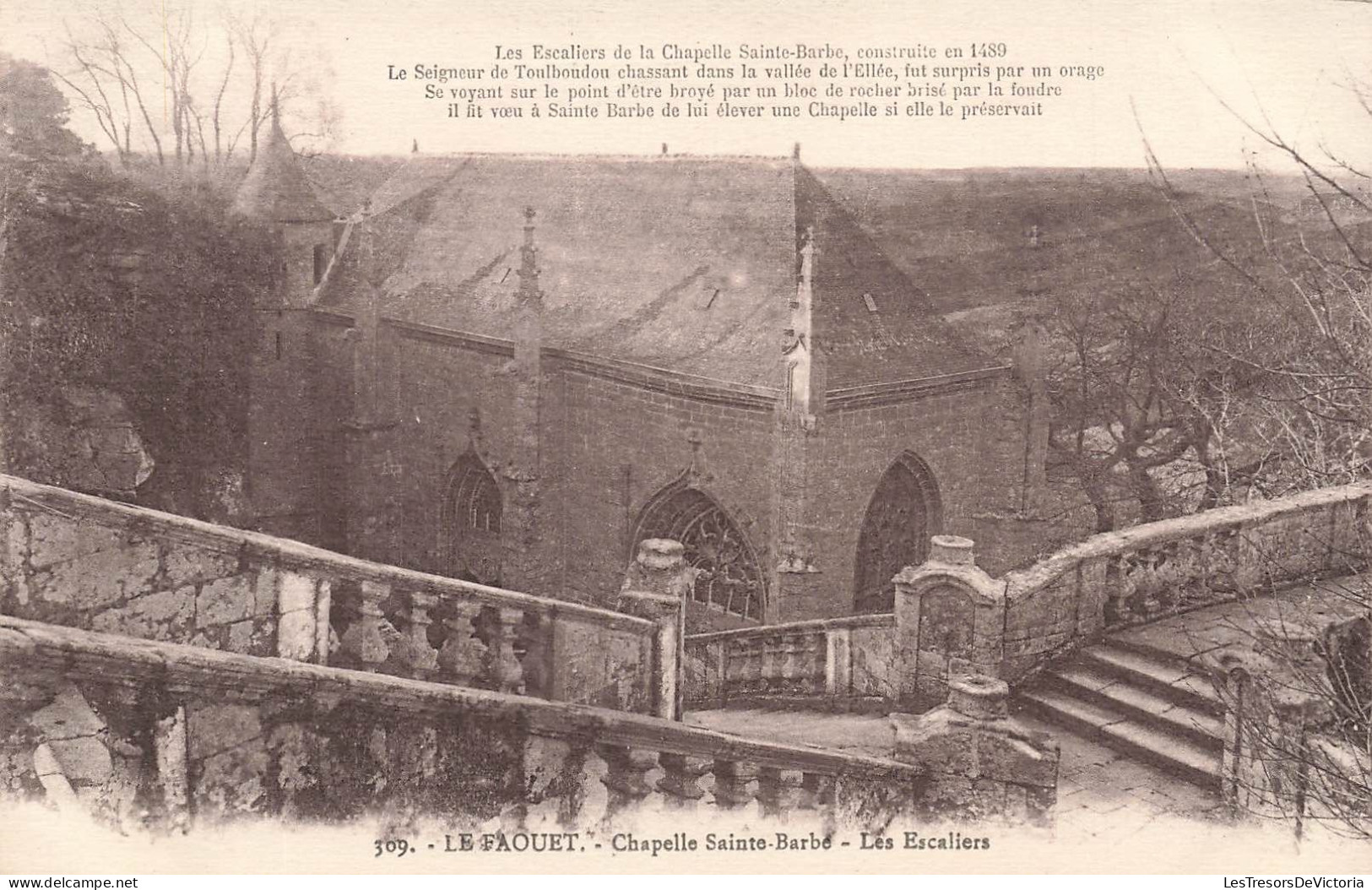 FRANCE - Le Faouet - Vue Sur Les Escaliers - Chapelle Saint Barbe - Carte Postale Ancienne - Le Faouet