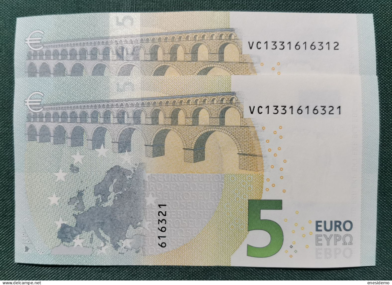 5 EURO SPAIN 2013 LAGARDE V014F5 VC SC FDS CORRELATIVE COUPLE RADAR 2 ONLY FOUR NUMBERS UNCIRCULATED PERFECT - 5 Euro