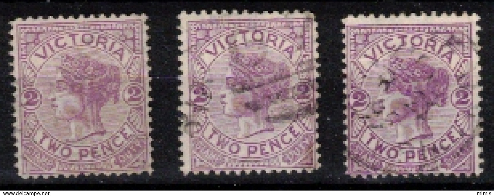 AUSTRALIE    VICTORIA    1884  N° 92 X 3     Dent. 12   Oblitéré - Gebraucht