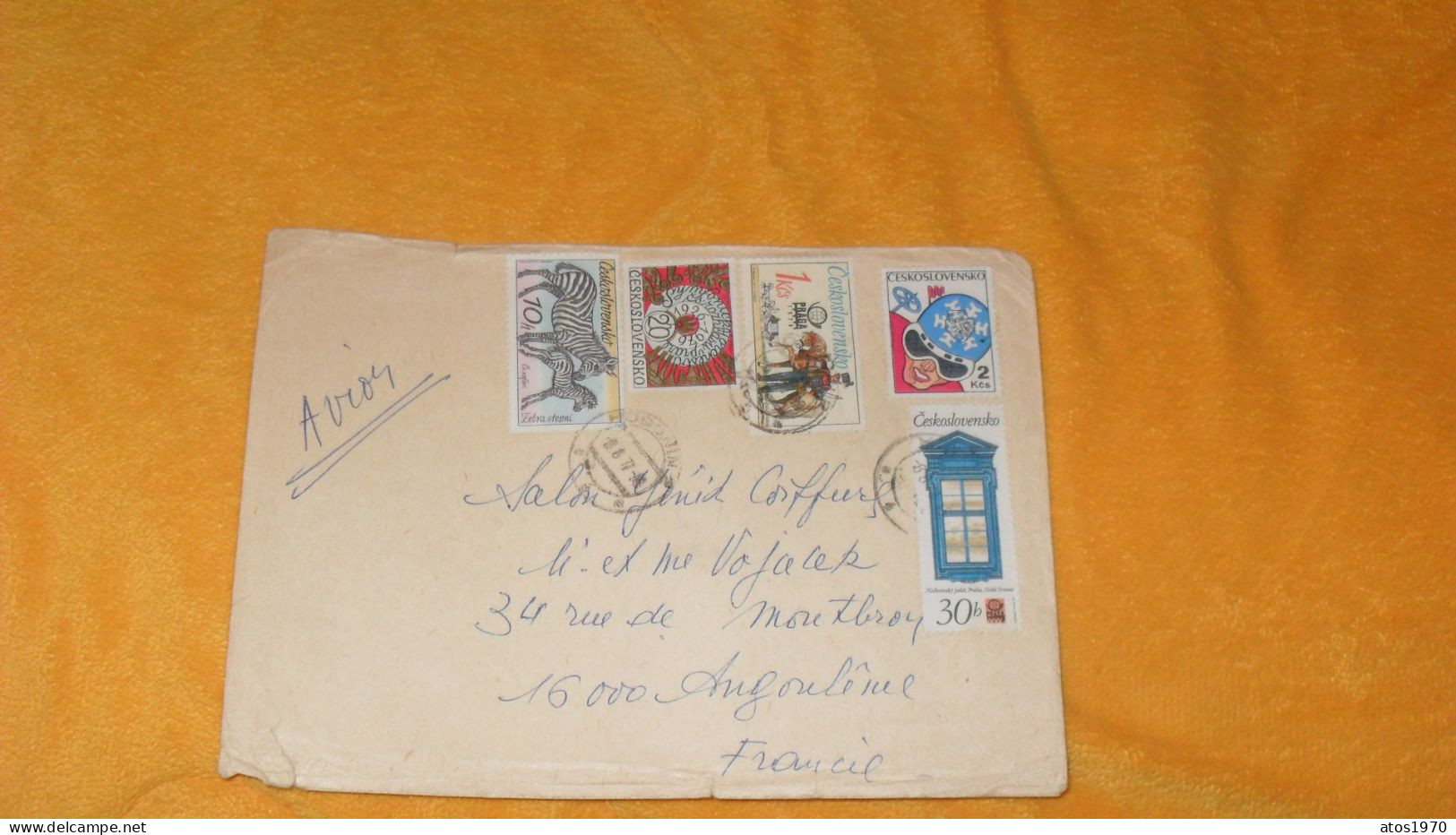 ENVELOPPE DE1977../ TCHECOSLOVAQUIE..CACHETS POUR ANGOULEME + TIMBRES X5 - Storia Postale