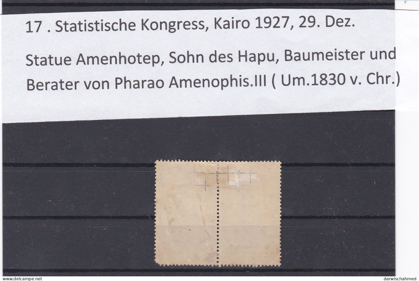 ÄGYPTEN - EGYPT - EGYPTIAN -.ÄGYPTOLOGIE -17, STATISTISCHE KONGRESS 1927 - AMENHOTEP M..H. - Ungebraucht