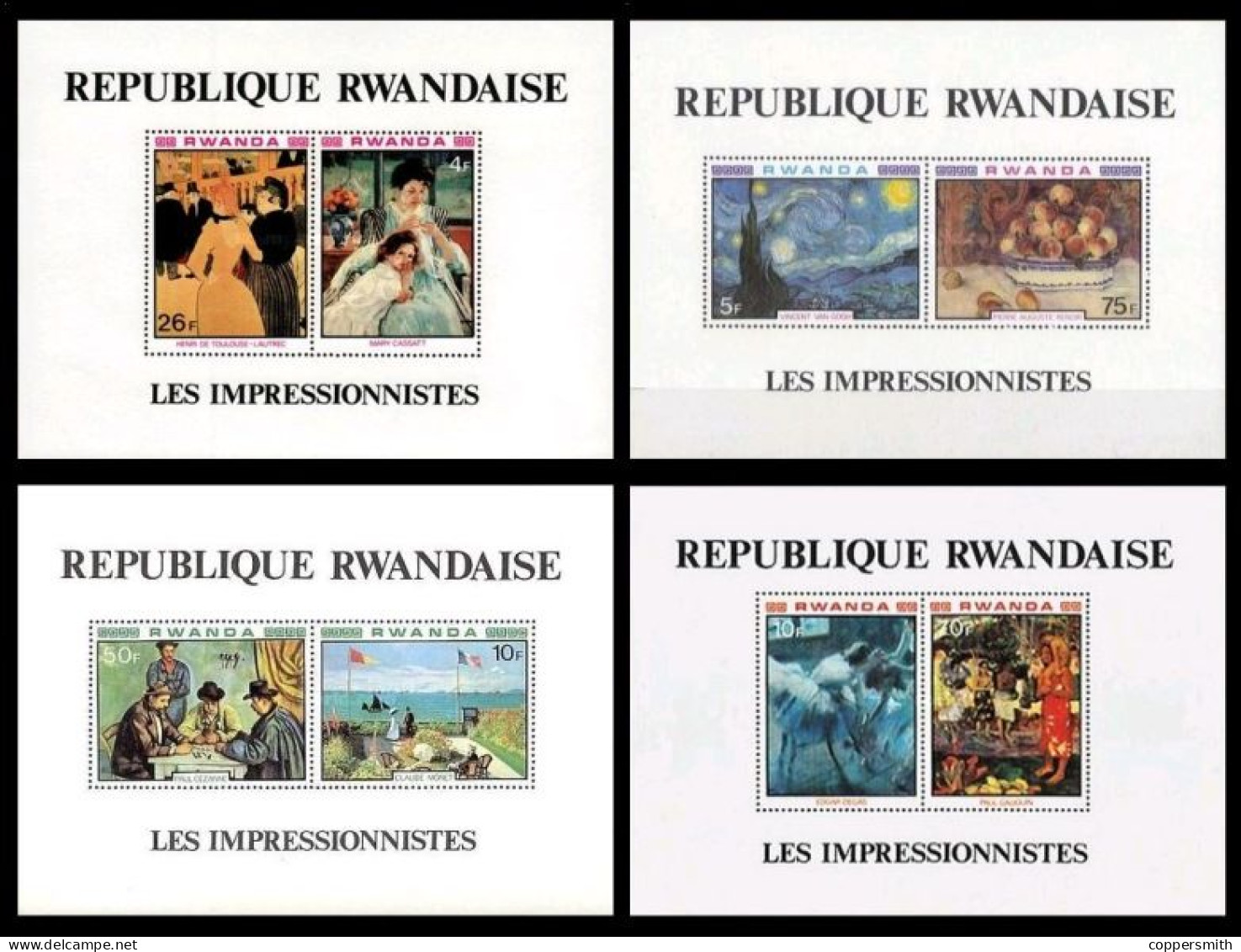 (067,68,80,81) Rwanda / Ruanda / Art / Impressionist Paintings Sheets / Bf / Blocs ** / Mnh  Michel BL 90-93 - Other & Unclassified