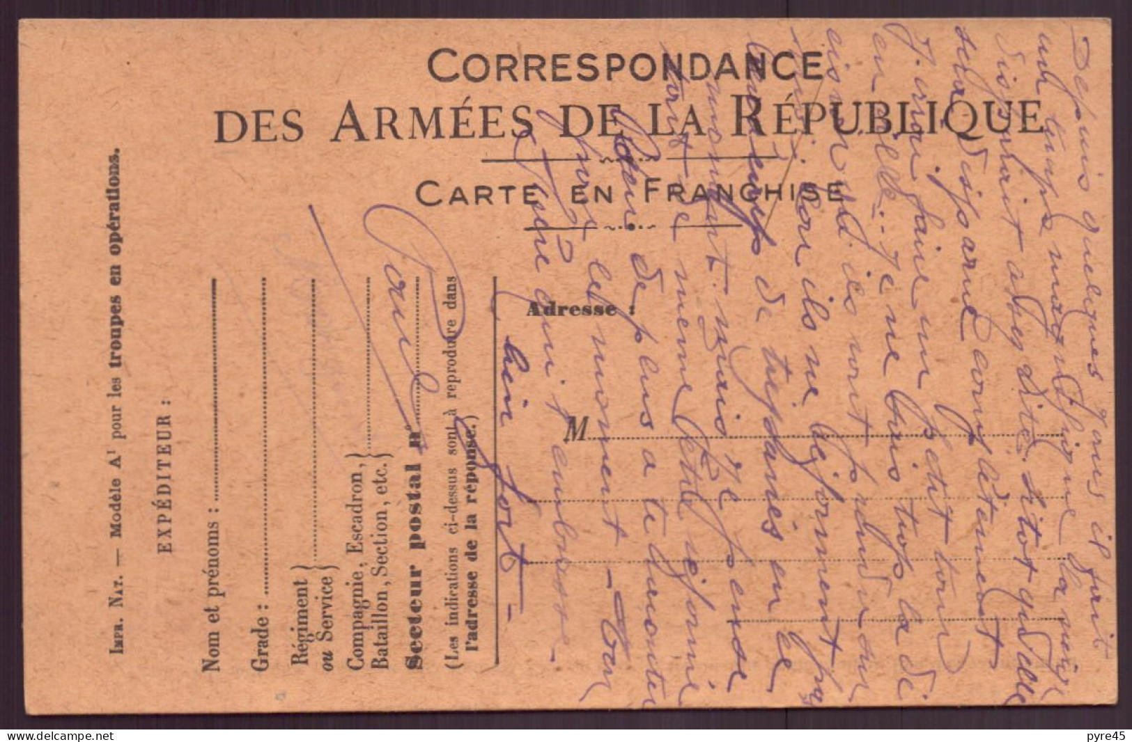 Carte En Franchise Militaire, Lyon, 1917 - Sonstige & Ohne Zuordnung