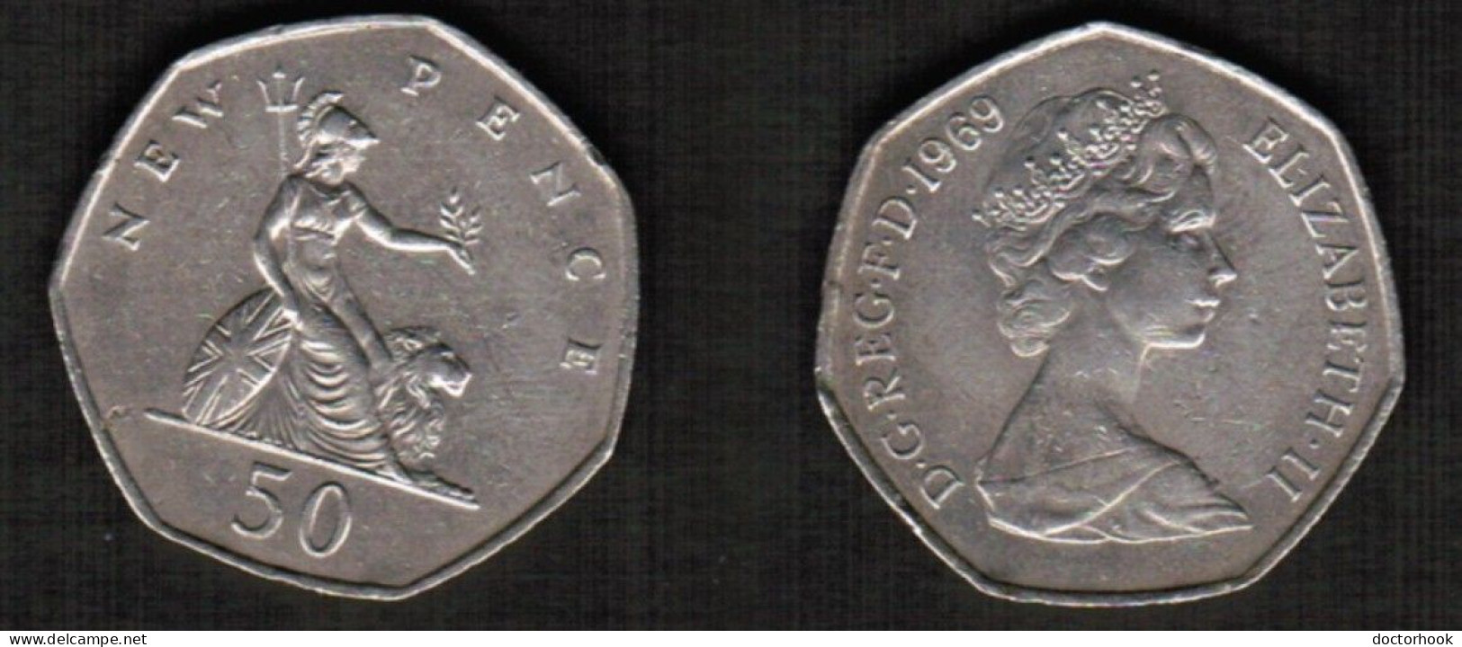 GREAT BRITAIN    50 NEW PENCE 1969 (KM # 913) #7731 - Autres & Non Classés