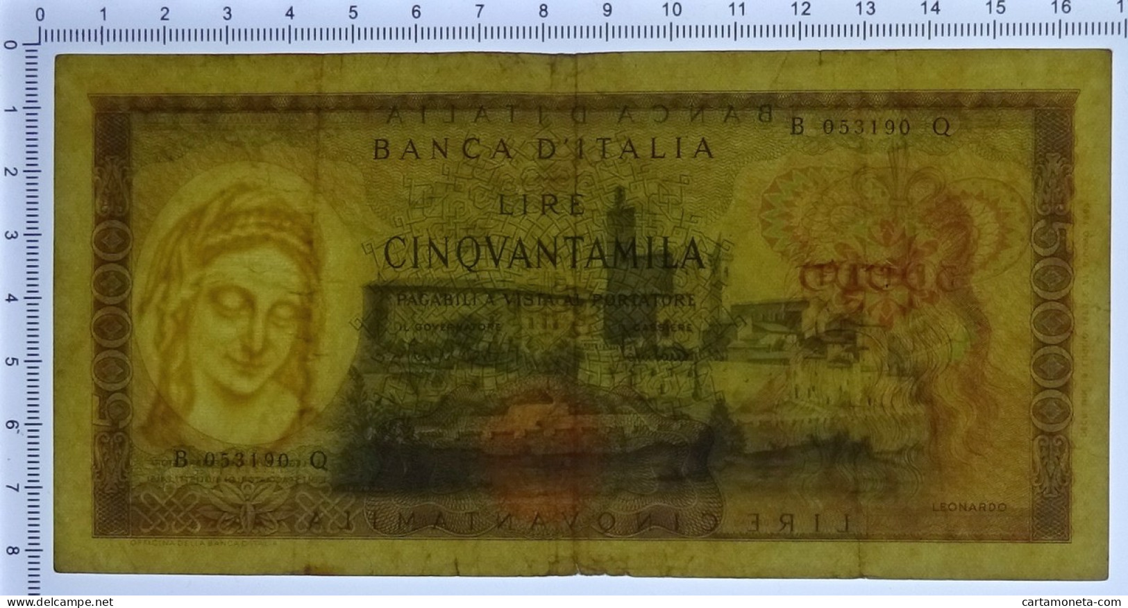 50000 LIRE BANCA D'ITALIA LEONARDO DA VINCI MEDUSA 19/07/1970 BB - Altri & Non Classificati