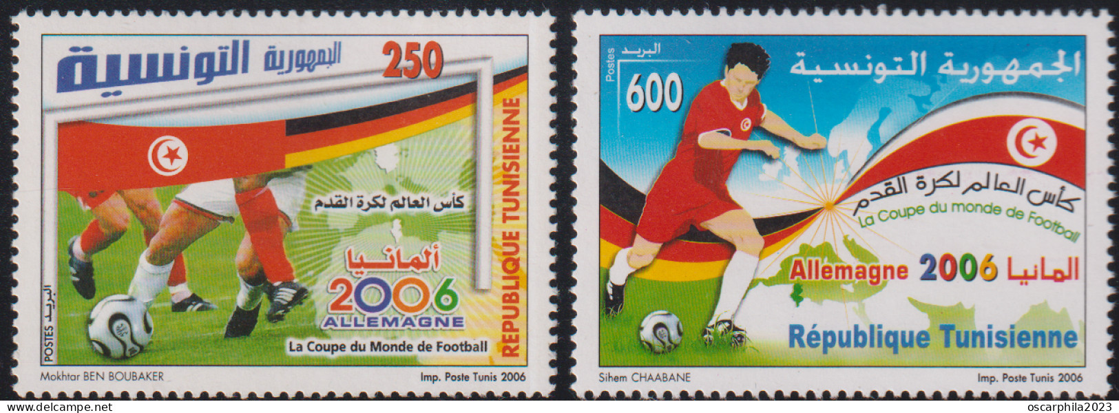 2006-Tunisie / Y&T 1575-1576 - La Coupe Du Monde De Football, Allemagne 2006 -2vMNH******+ Prospectus - 2006 – Germany