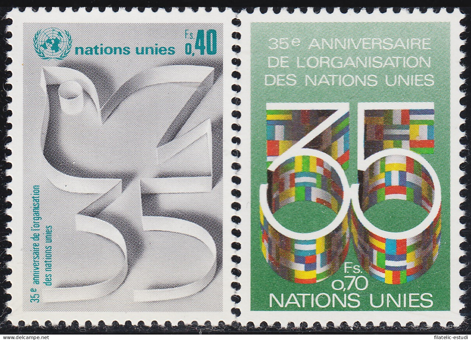 Nacione Unidas Ginebra 92/93 1980 35º Aniversario De Las Naciones Unidas MNH - Otros & Sin Clasificación