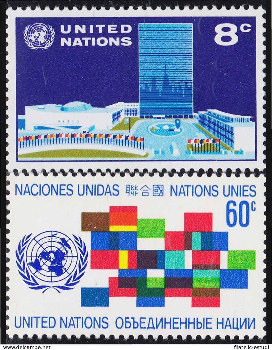 Naciones Unidas New York 215/16 1971 Serie Sede De La ONU Banderas MNH - Sonstige & Ohne Zuordnung