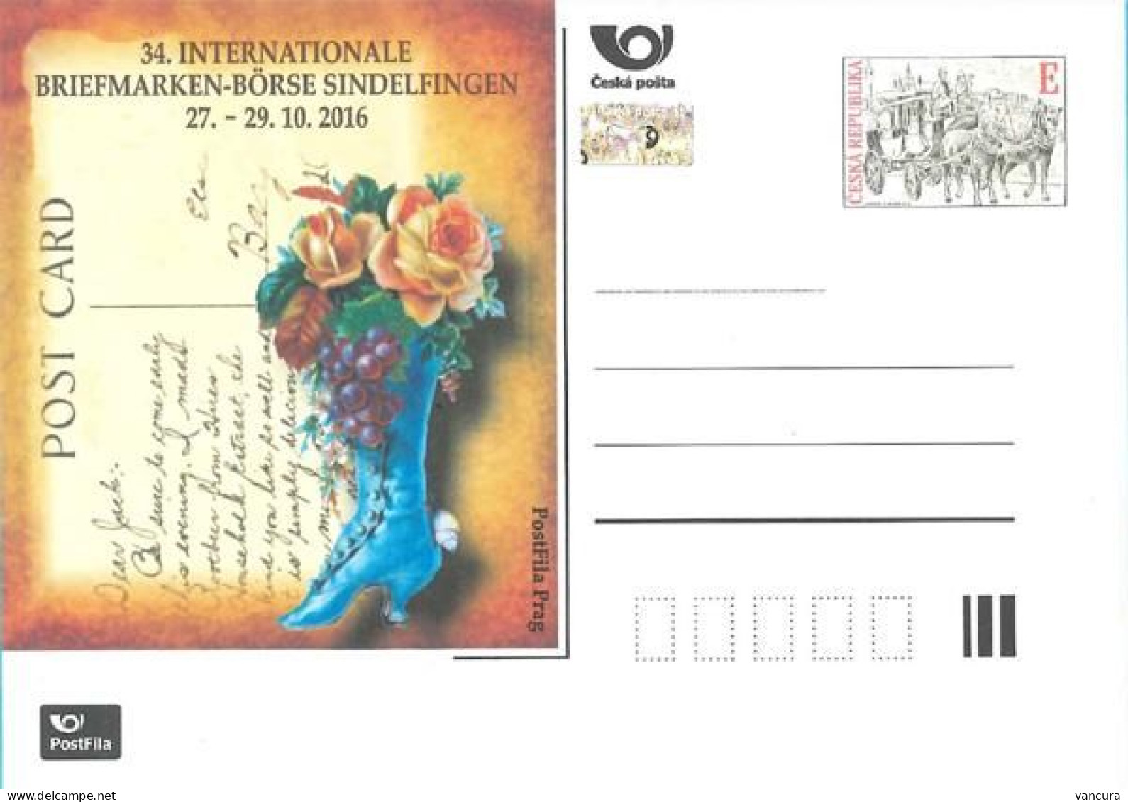 CDV A Czech Republic Sindelfingen Stamp Fair 2016 Rose Coach - Ansichtskarten